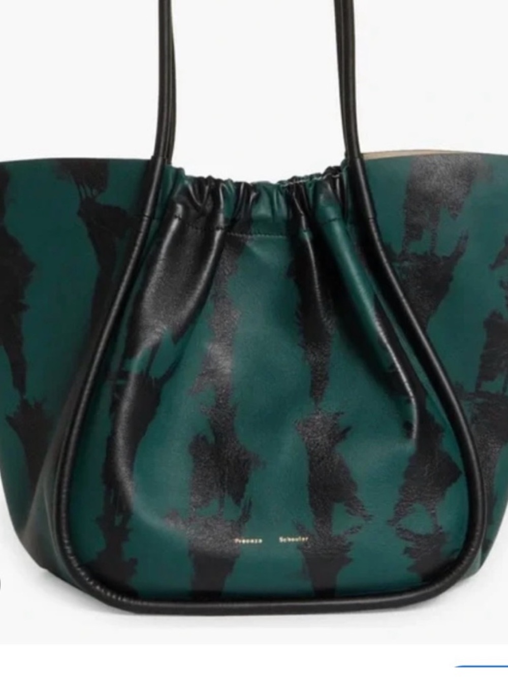 Proenza Schouler Dark Green and Black Drawstring Tote